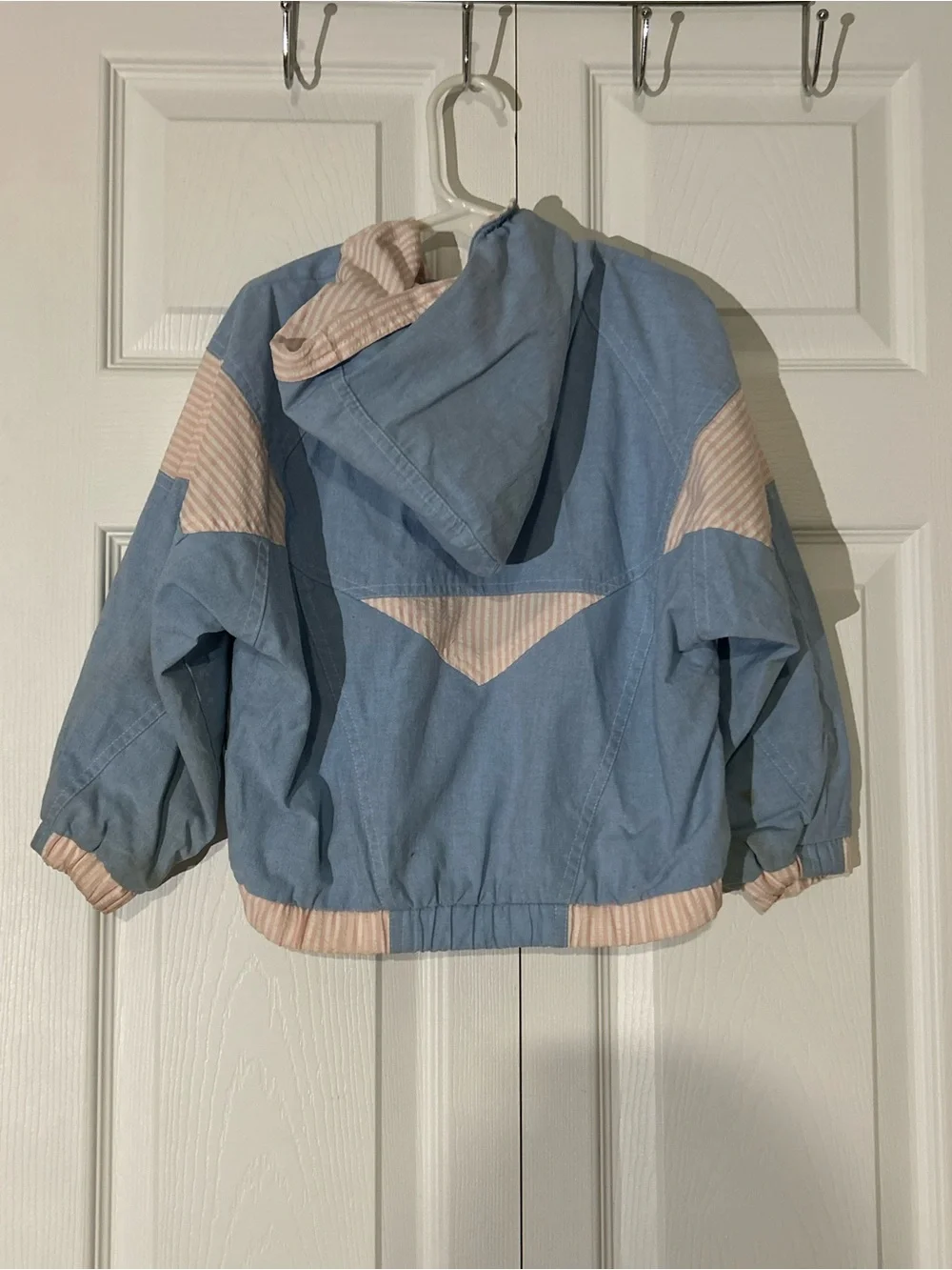 Girls' Blue and Pink Hooded Puffer Jacket